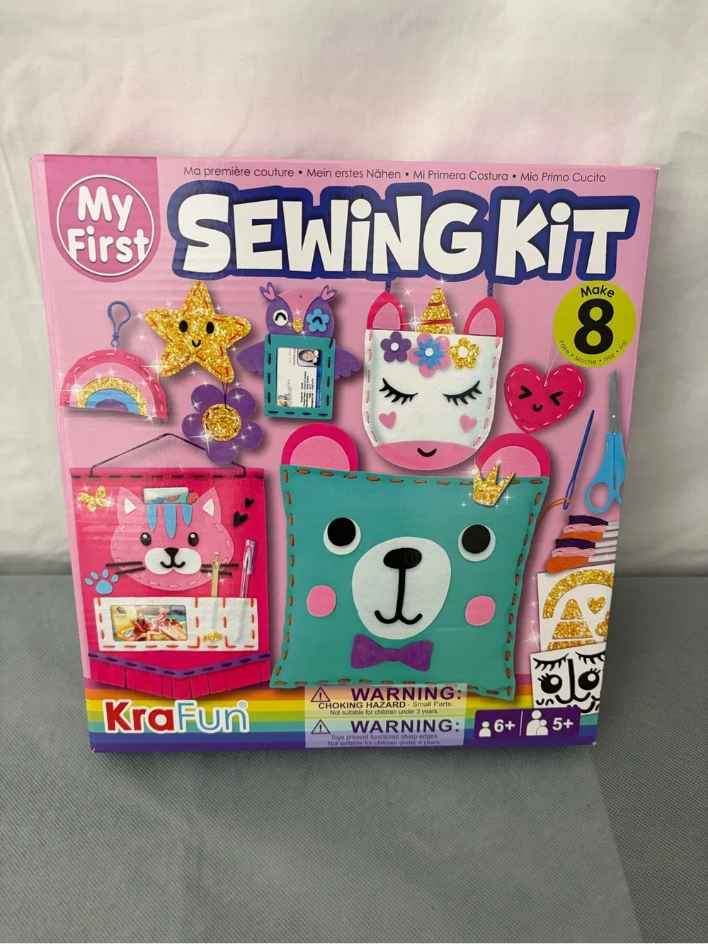 My First Sewing Kit KraFun Kids Craft Kit New in Box Make 8 Projects 6+(F224)